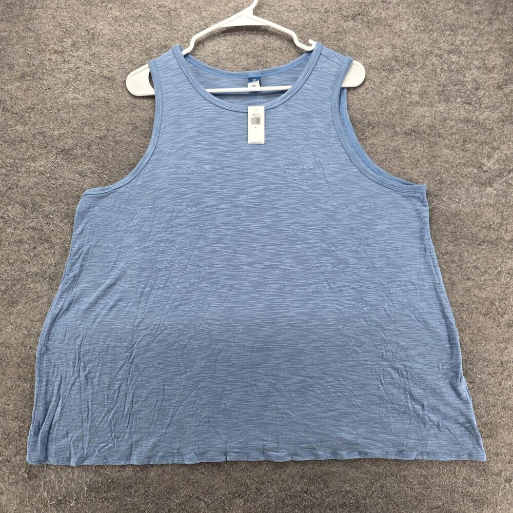 Old Navy Tank Womens XL Blue High Neck Luxe Slub Jersey Stretch Basic Top
